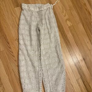 Azulu white and tan eyelet pants